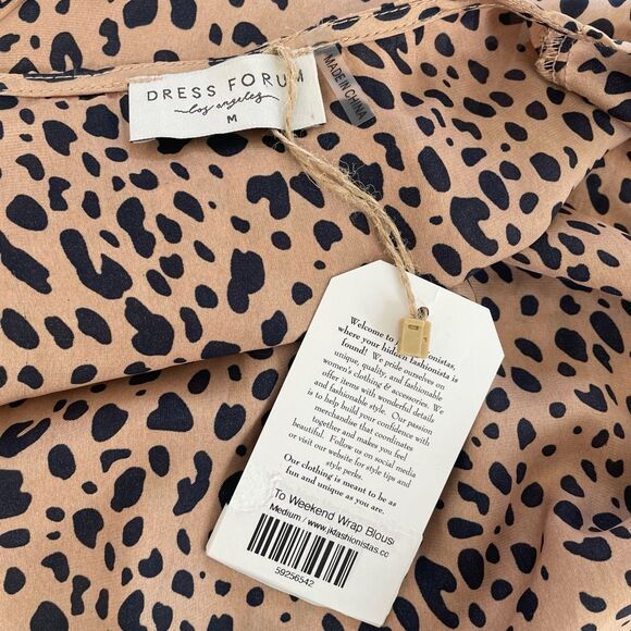 NWT Dress Forum Work To Weekend Leopard Satin Wrap Skirt Blouse M - Picture 10 of 11